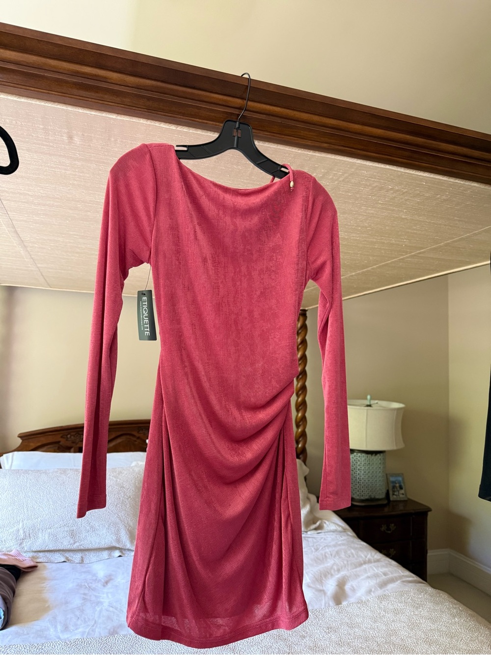 Etiquette Clothiers Long-Sleeve Ruched Rose Dress